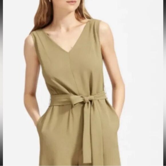 Everlane The Japanese GoWeave Essential Cropped Jumpsuit | Olive Green | Size 10 - Picture 4 of 12